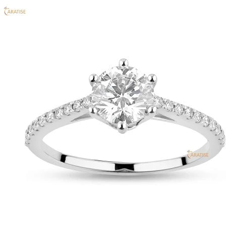 1.17 TDW Round Cut Diamond Engagement Ring 925 Silver