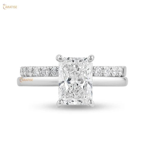 1.70 TDW Radiant & Round Diamond Ring with  Band 925 Silver