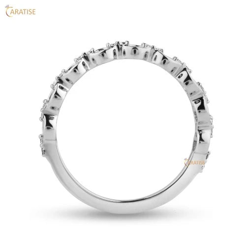 0.16 TDW Round Cut Diamond Engagement Ring 925 Silver