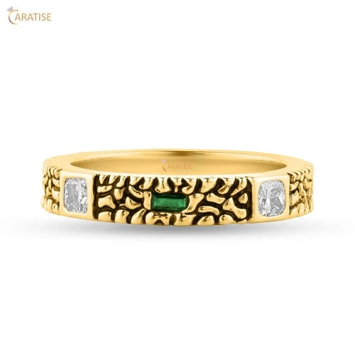 0.756 TDW Baguette & Cushion Cut Diamond Eternity Band Ring 925 Silver