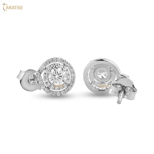 0.47 TDW Round Cut Diamond Stud Earring 925 Silver