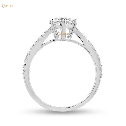 1.17 TDW Round Cut Diamond Engagement Ring 925 Silver