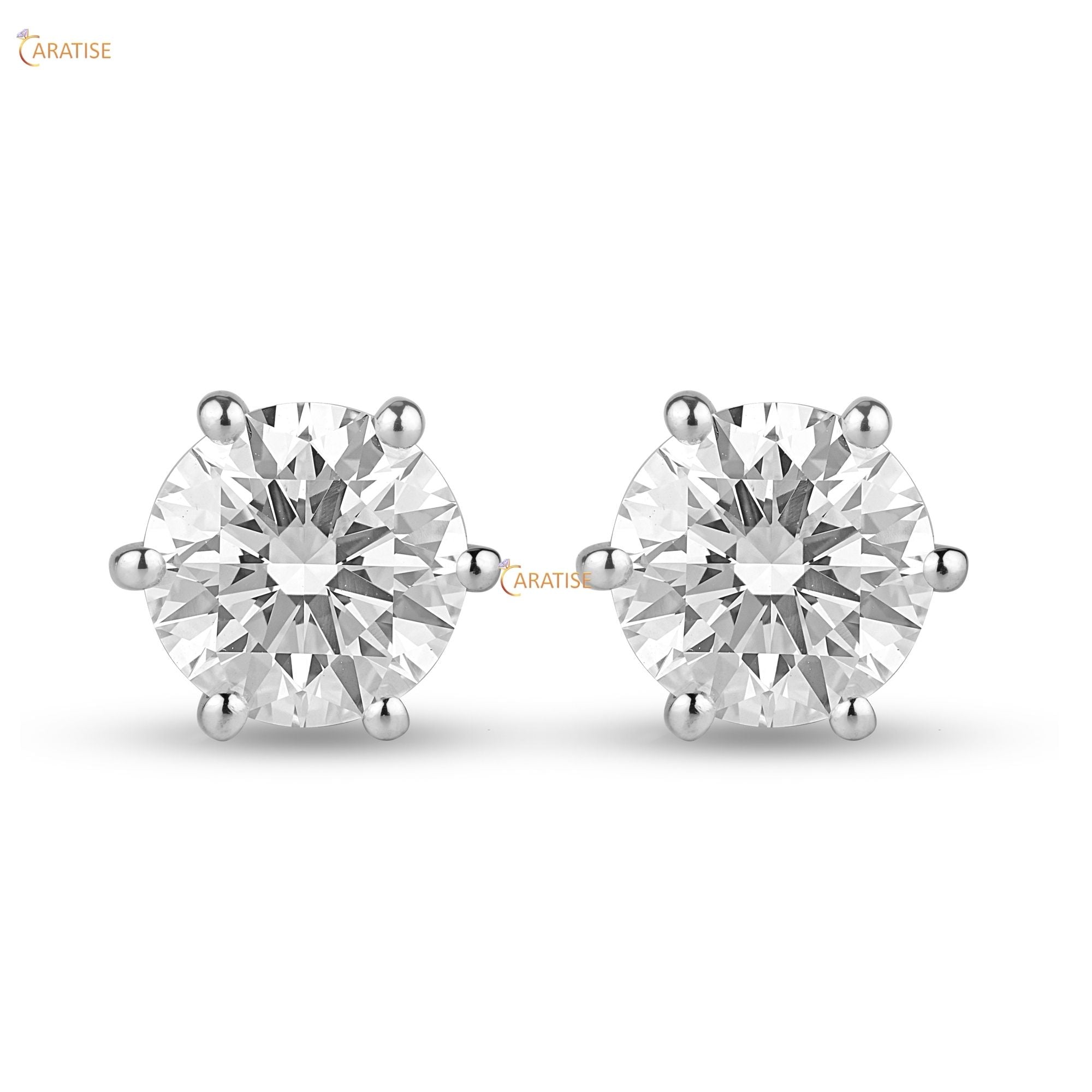 2.00 TDW Round Cut Diamond women's Stud Earring 925 Silver