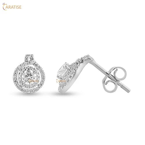 0.47 TDW Round Cut Diamond Stud Earring 925 Silver