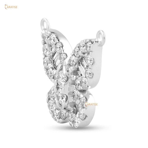 0.769 TDW Round & Baguette Cut Diamond Pendant 925 Silver