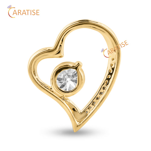 1.055 TDW Round Cut Heart Diamond Pendant 925 Silver