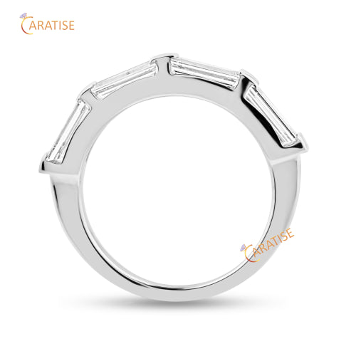 2.00 TDW Baguette Cut Moissanite Eternity Band Ring 925 Silver
