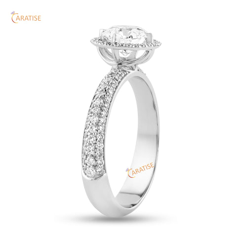 1.425 TDW Round Cut Moissanite Diamond Halo Ring 925 Silver