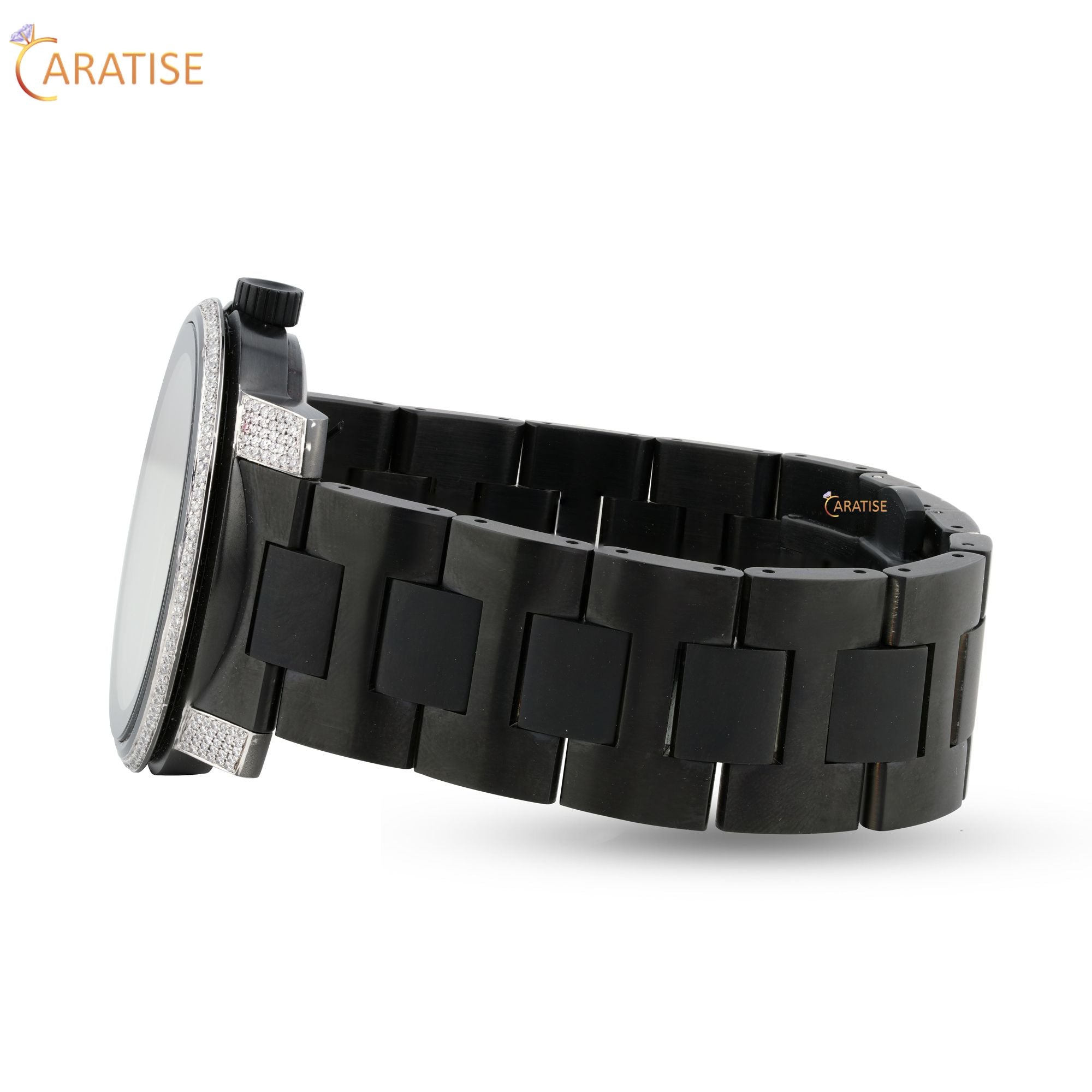 2.12 TDW Round Cut Moissanite Diamond Watch Stainless Steel