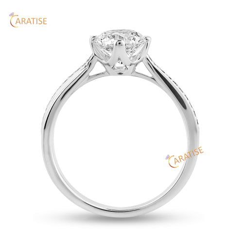 1.37 TDW Round Cut Moissanite Diamond Engagement Ring 925 Silver