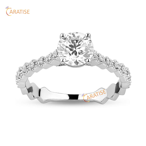 1.08 TDW Round Cut Moissanite Diamond Engagement Ring 925 Silver