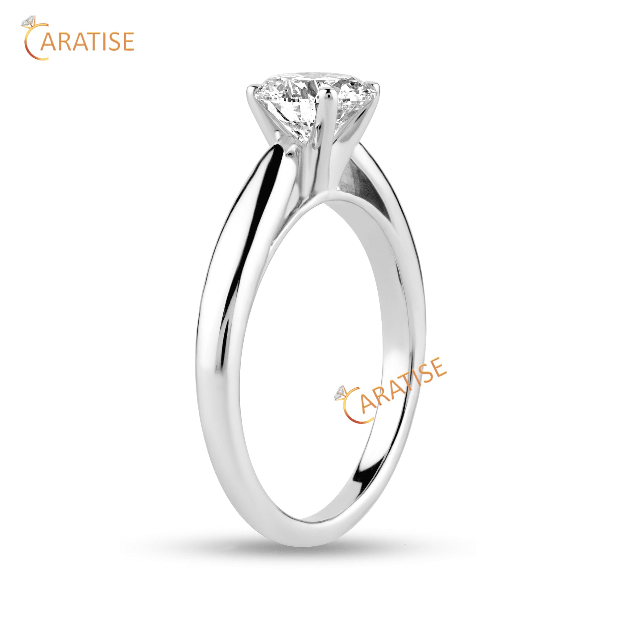 0.70 TDW Round Cut Diamond Solitaire Ring 925 Silver