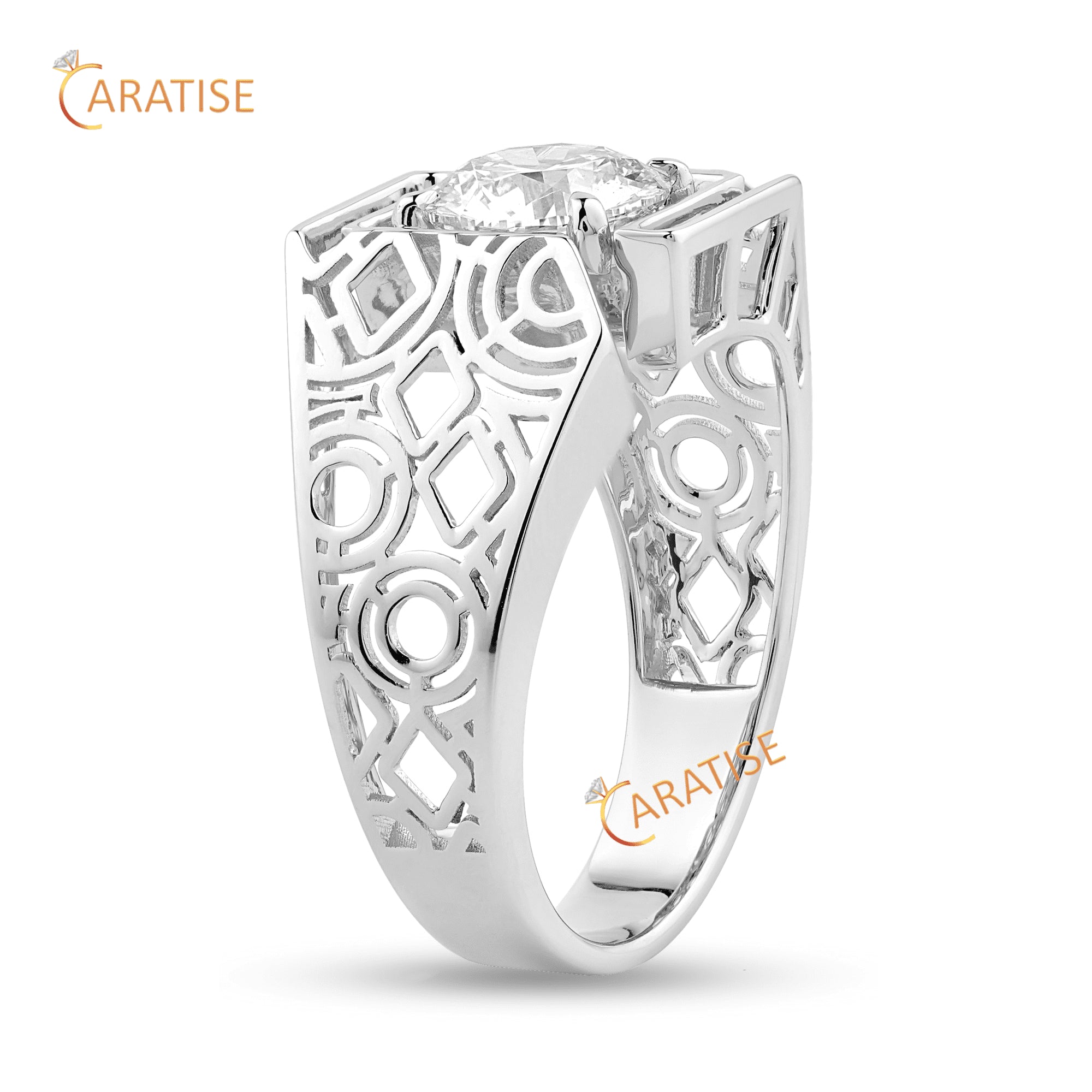 2.00 TDW Round Cut Diamond Men's Engagement Ring 925 Silver