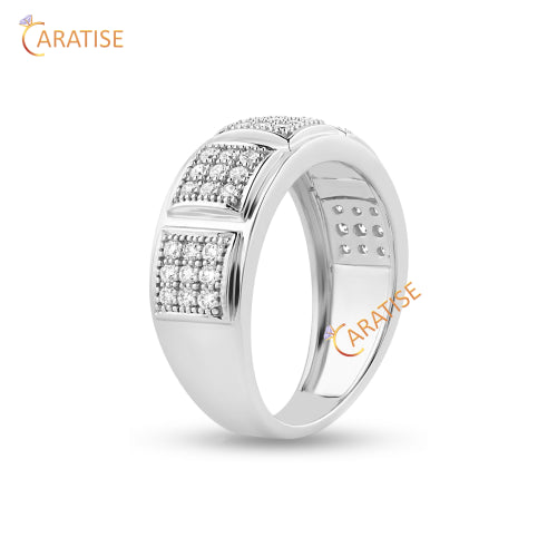 0.51 TDW Round Cut Moissanite Diamond Men's Band 925 Silver