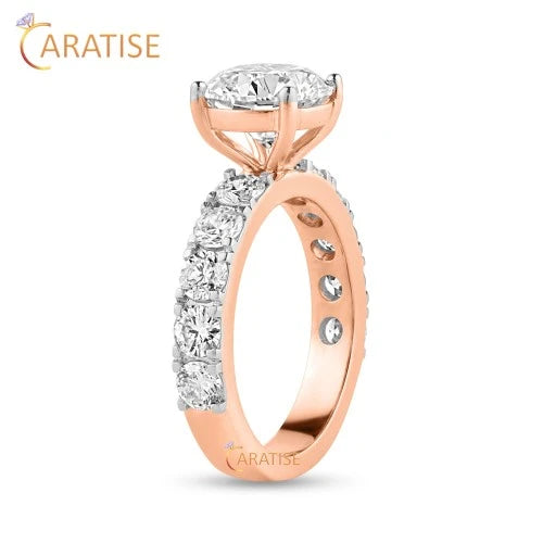 3.20 TDW Round Cut Diamond Engagement Ring 925 Silver