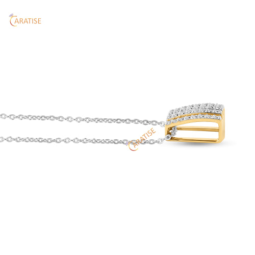 0.352 TDW Round Cut Diamond Custom Pendant With Chain 925 Silver