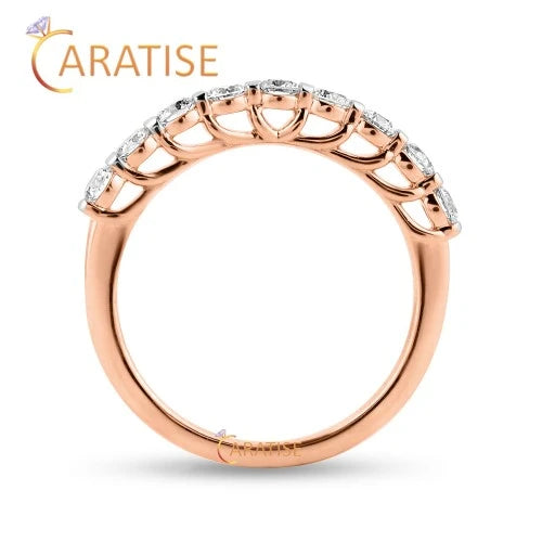 0.70 TDW Round Cut Diamond Band Ring 925 Silver