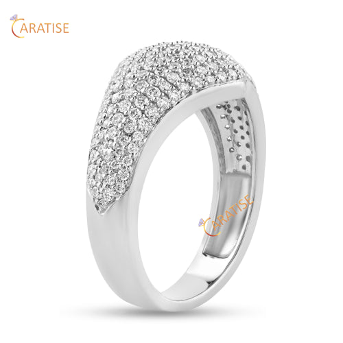 0.66 TDW Round Cut Moissanite Diamond Ring 925 Silver