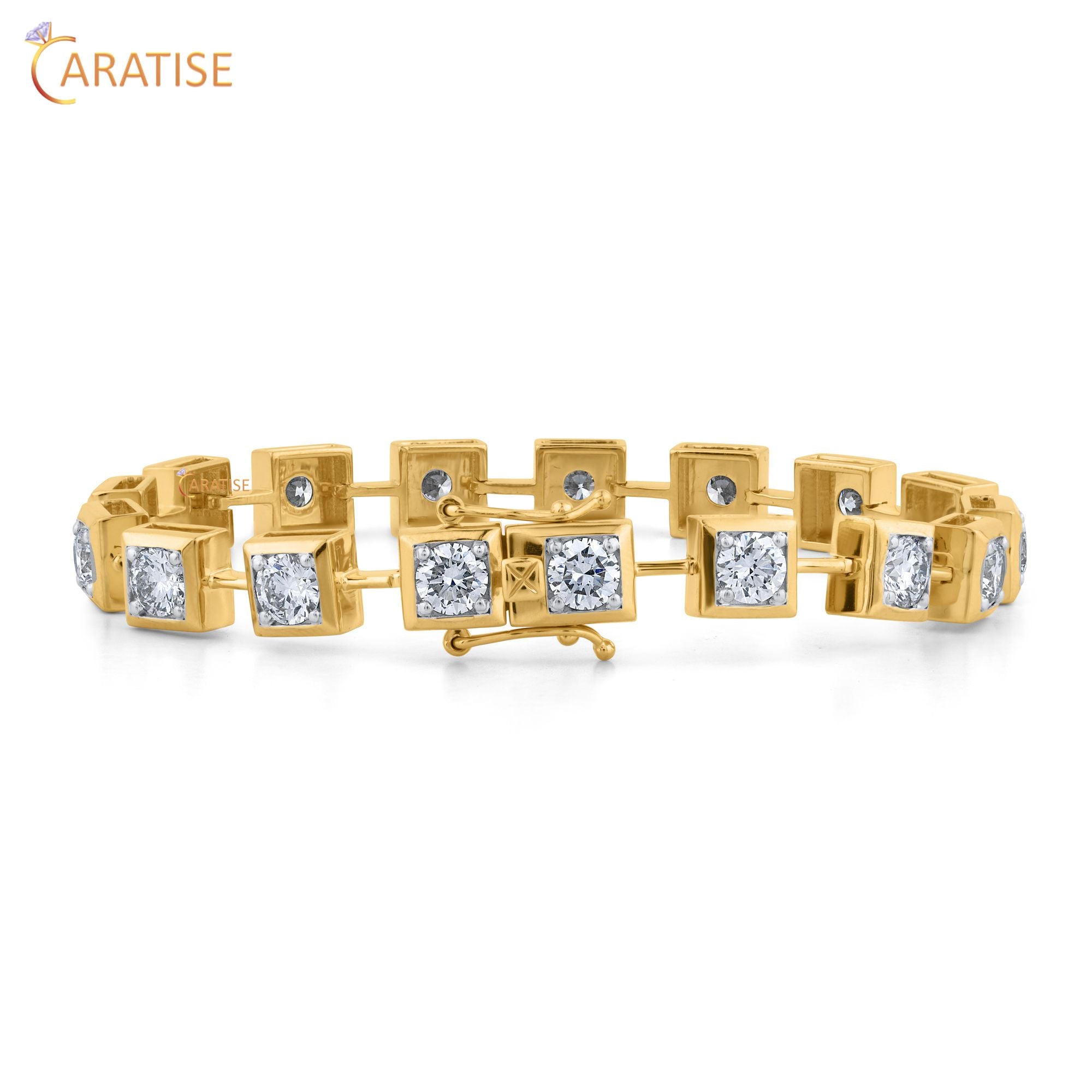 4.59 TDW Round Cut Diamond Charm Bracelet 925 Silver