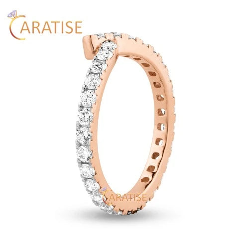 1.23 TDW Round Cut Diamond Engagement Eternity Band Ring 925 Silver