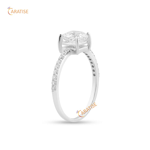 1.29 TDW Cushion & Round Cut Moissanite Diamond Engagement Ring 925 Silver