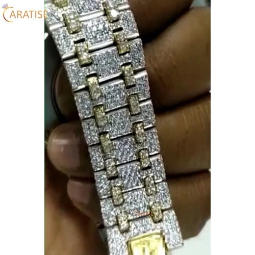 27.85 TDW Round Cut Diamond Watch | Stainless Steel | Luxury Moissanite Diamond Watch | Gift For Special One | EF-VS Color