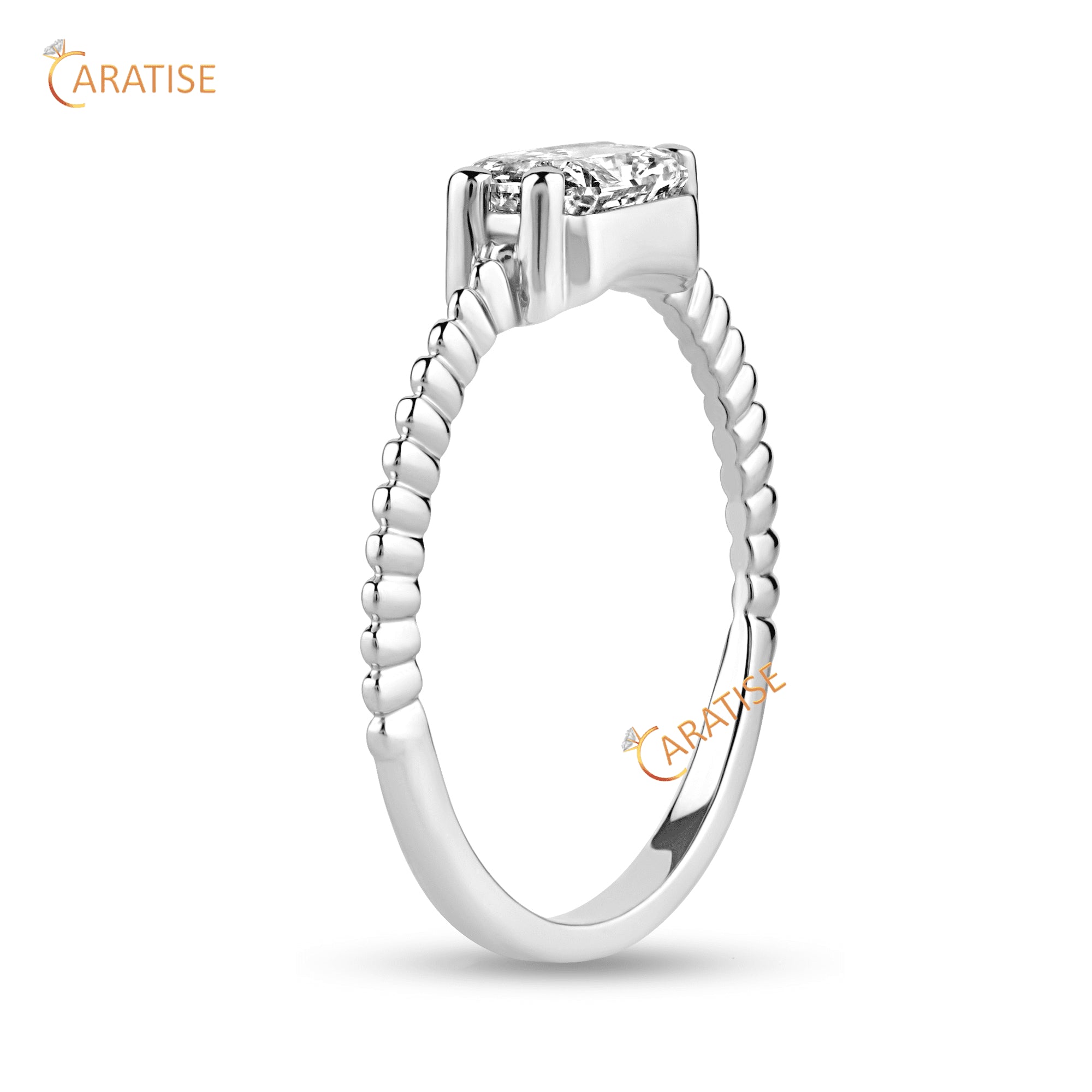 0.93 TDW Radiant Cut Moissanite Diamond Solitaire Ring 925 Silver