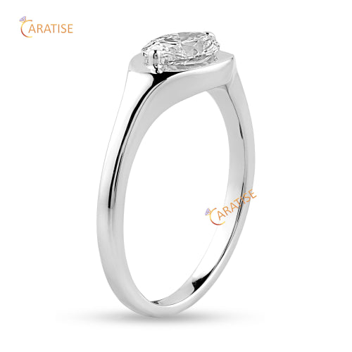 0.95 TDW Oval Cut Moissanite Diamond Solitaie Ring 925 Silver