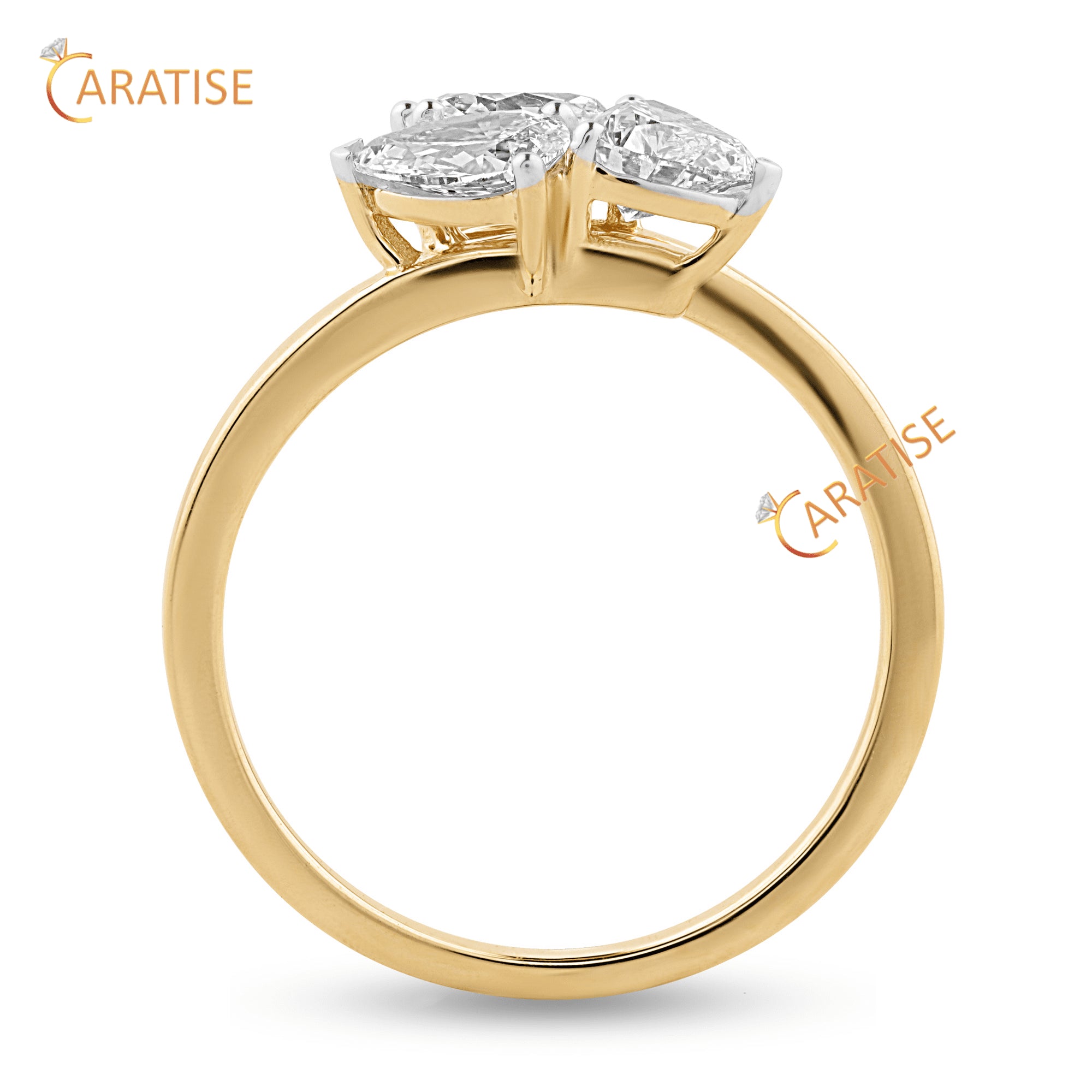 1.11 TDW Pear,Heart and Oval Cut Diamond Three Stone Ring 925 Silver