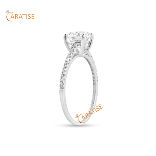 1.396 TDW Round Cut Pave Setting Moissanite Diamond Engagement Ring 925 Silver