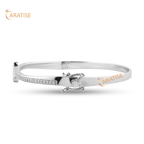 1.053 TDW Round Cut Moissanite Diamond Bangle Bracelet 925 Silver