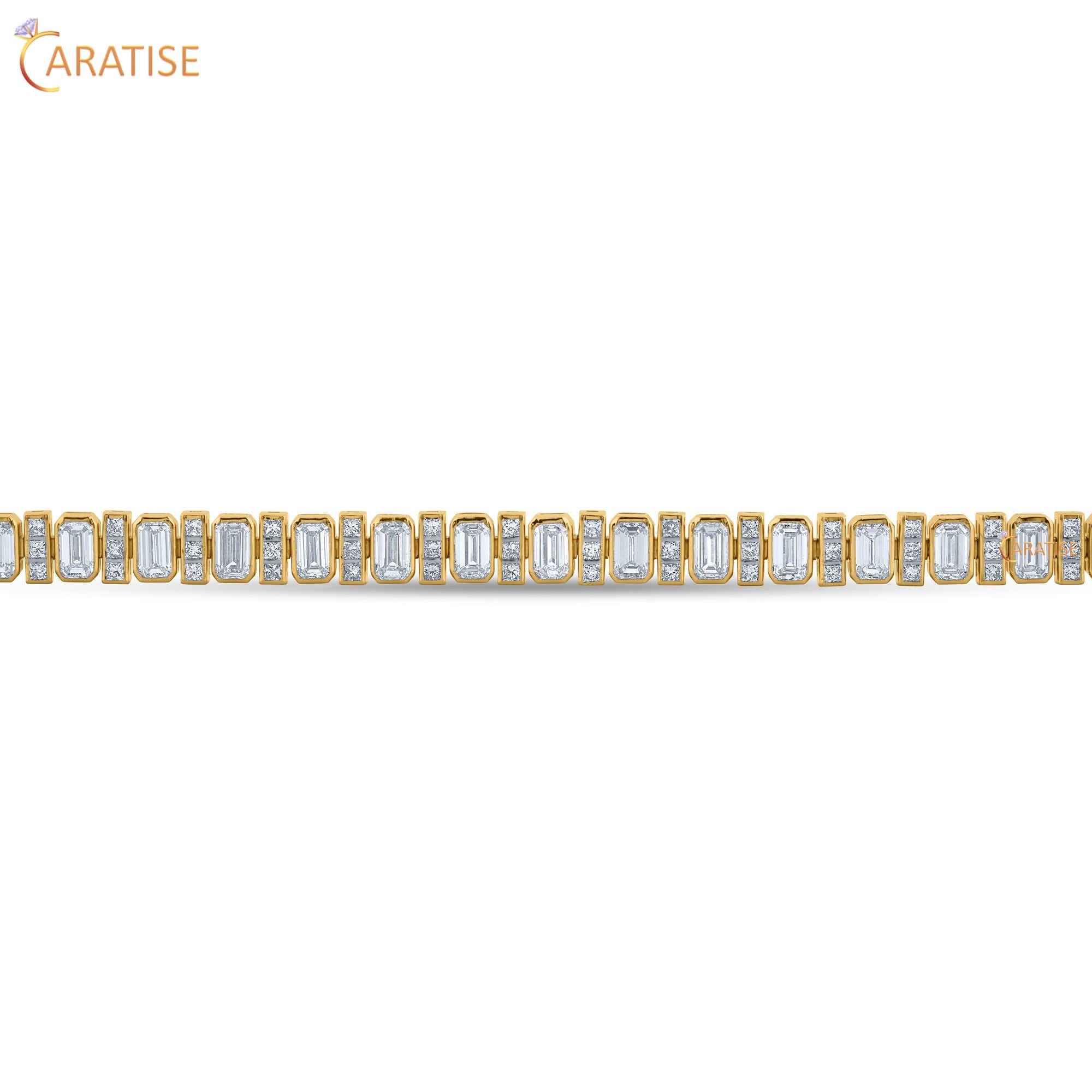 8.46 CT Emerald & Princess Cut Diamond Bracelet 925 Silver