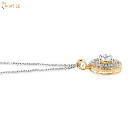 1.45 TDW Round Cut Diamond Custom Pendant With Chain 925 Silver