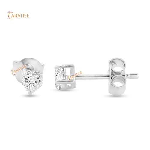 1.00 TDW Heart Cut Diamond Stud 925 Silver