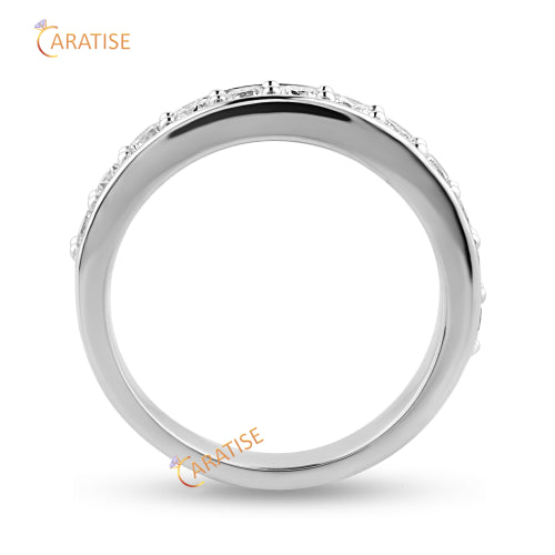 0.79 TDW Round Cut Moissanite Diamond Eternity Band Ring 925 Silver