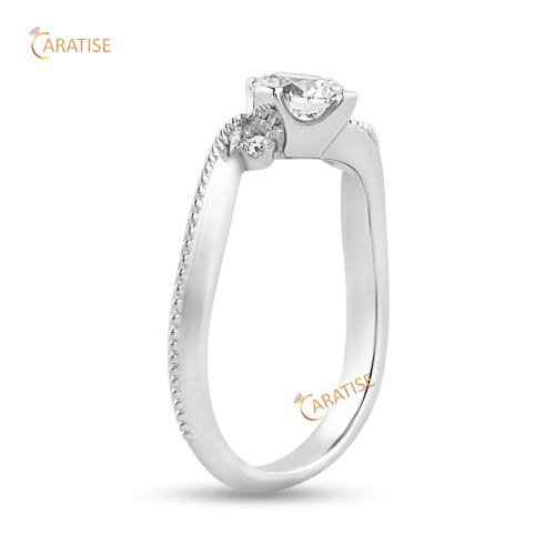 0.71 TDW Round Cut Women's Moissanite Diamond Three Stone Ring 925 Silver