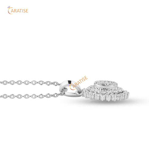 0.871 TDW Round Brilliant Cut Diamond Pendant & Earring With Chain 925 Silver