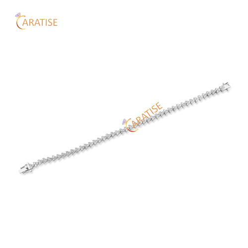 2.82 TDW Round Cut Diamond Tennis Bracelet 925 Silver