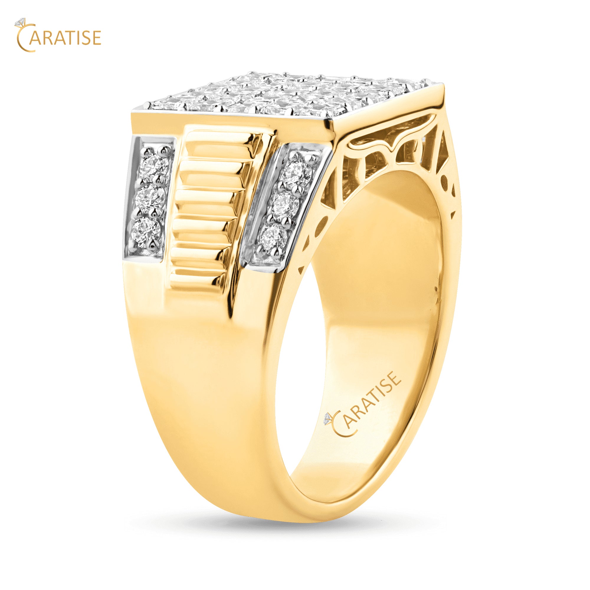 2.37 TDW Princess & Round Cut Diamond Engagement Ring 925 Silver