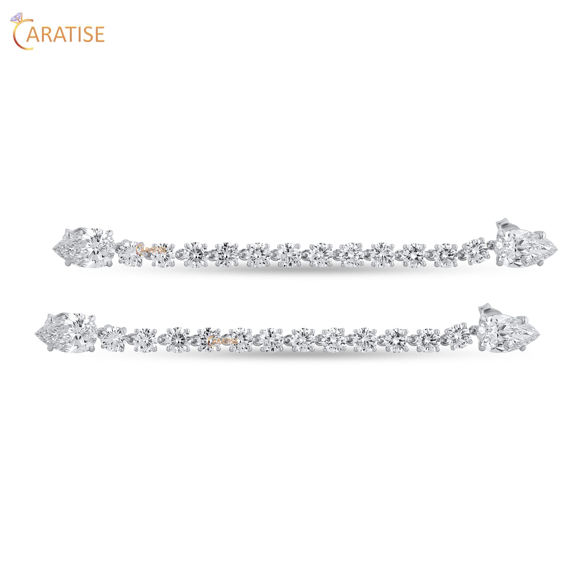 11.62 TDW Round & Pear Cut Moissanite Diamond Earring 925 Silver