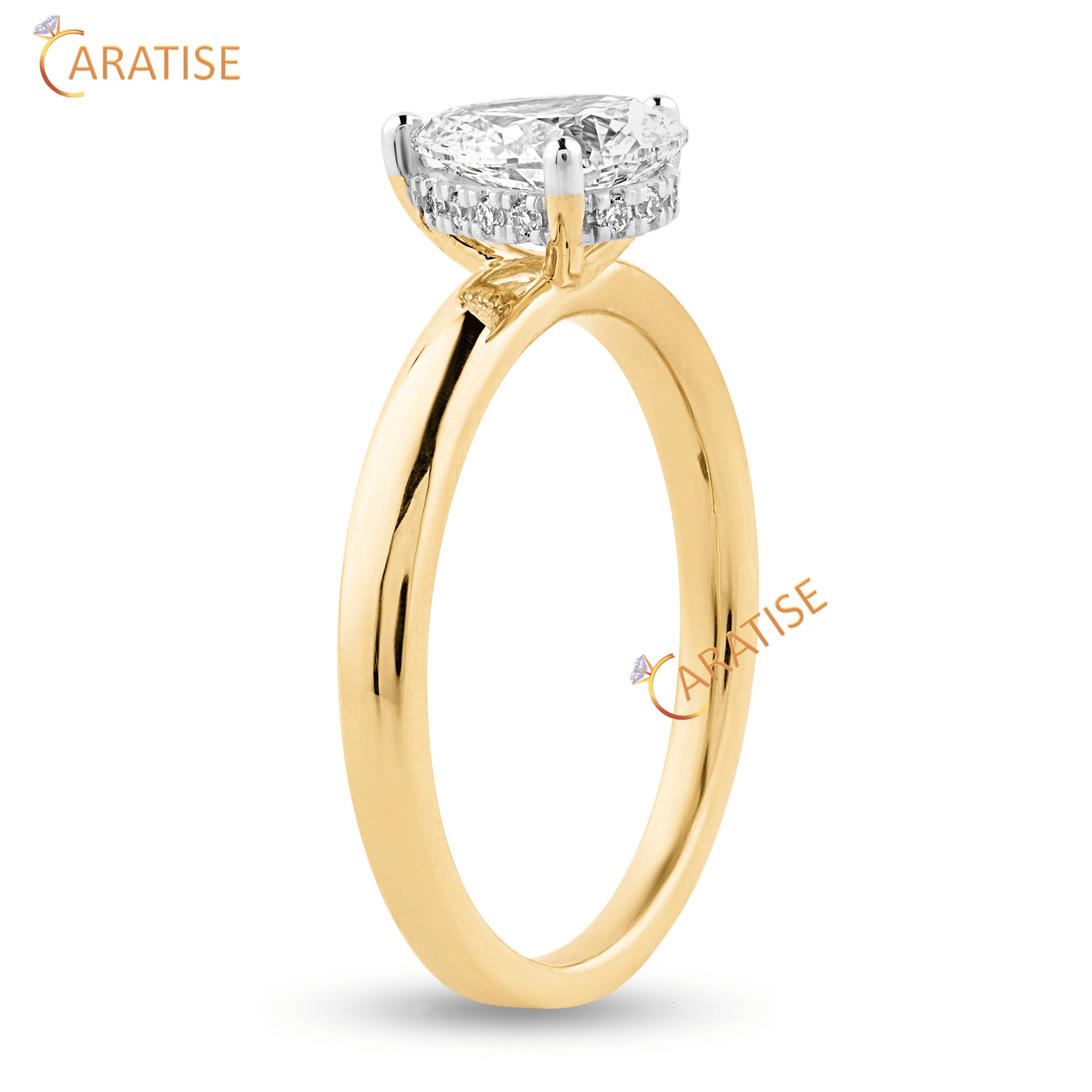 1.05 TDW Pear & Round Cut Diamond Solitaire Ring 925 Silver