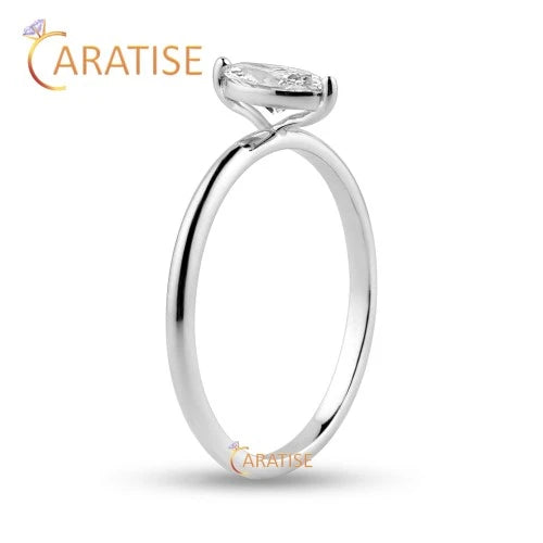 0.30 TDW Marquise Cut Diamond Solitaire Ring 925 Silver