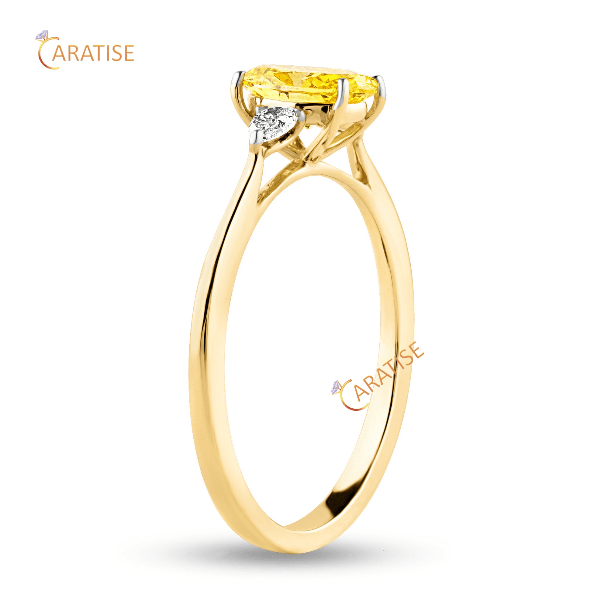 0.78 TDW F.Y.Oval & Pear Cut Diamond Three Stone Ring 925 Silver