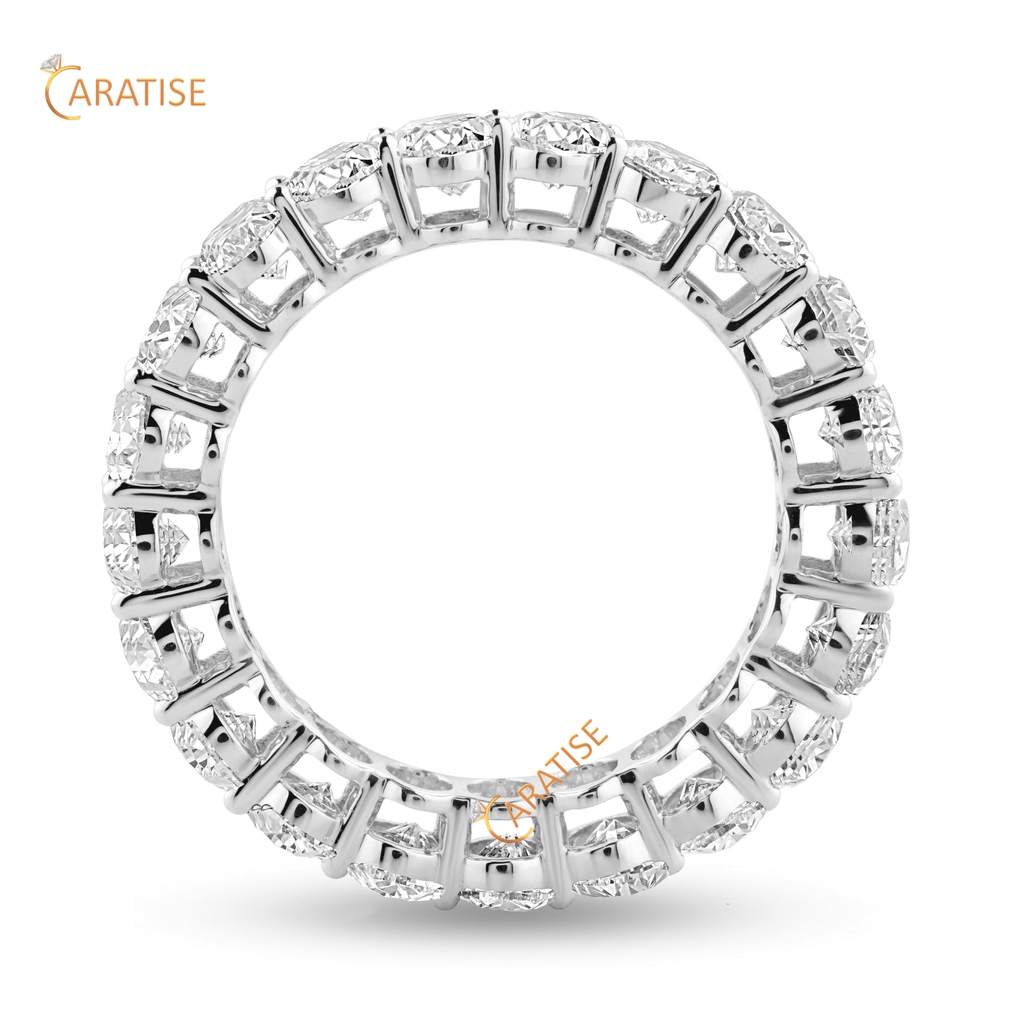 2.62 TDW Oval Cut Diamond Eternity Band Ring 925 Silver