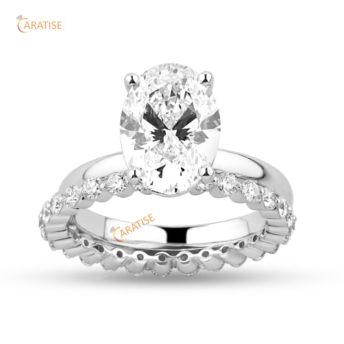 2.80 TDW Oval & Round Cut Moissanite Diamond Ring 925 Silver