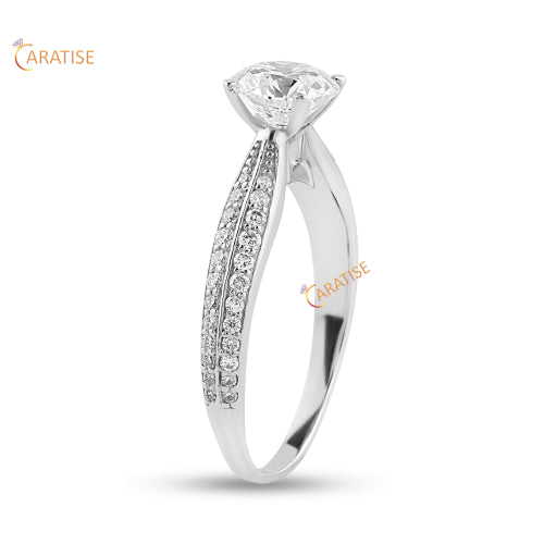 1.37 TDW Round Cut Moissanite Diamond Ring 925 Silver