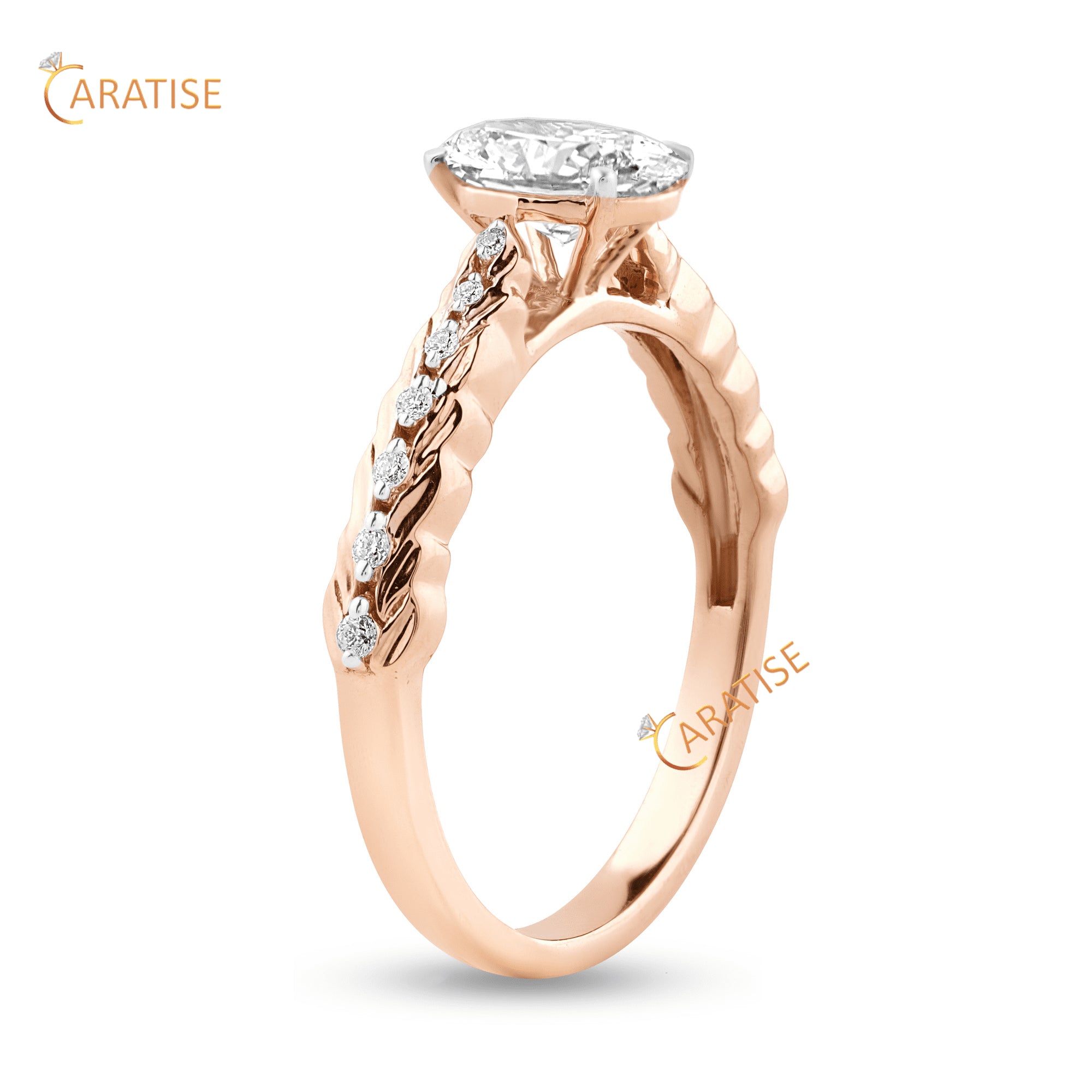 1.078 TDW Oval & Round Cut Diamond Engagment Ring 925 Silver