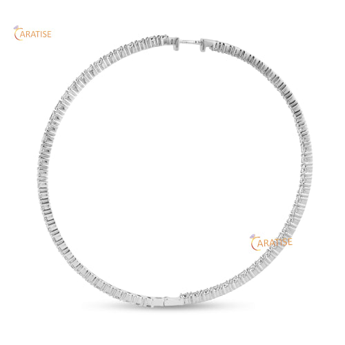 6.93 TDW Round Cut Diamond Hoop Earring 925 Silver