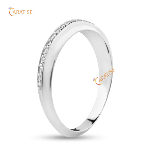 0.18 TDW Round Cut Moissanite Diamond Band Ring 925 Silver