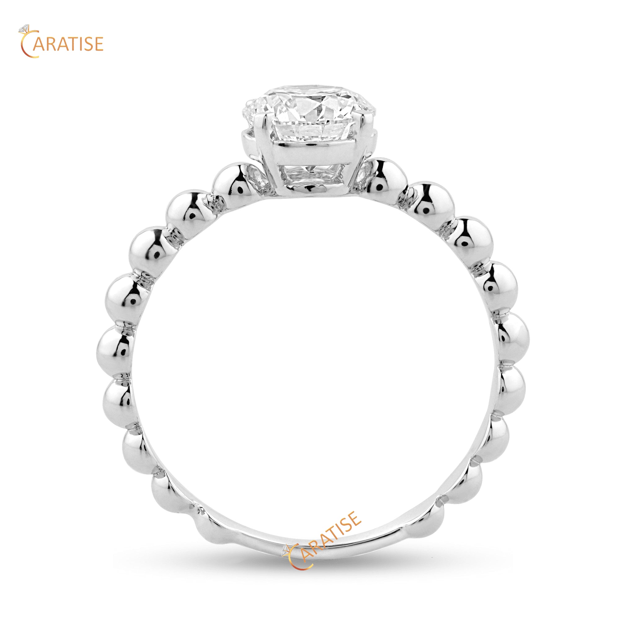 0.98 TDW Round Cut Diamond Solitaire Ring 925 Silver